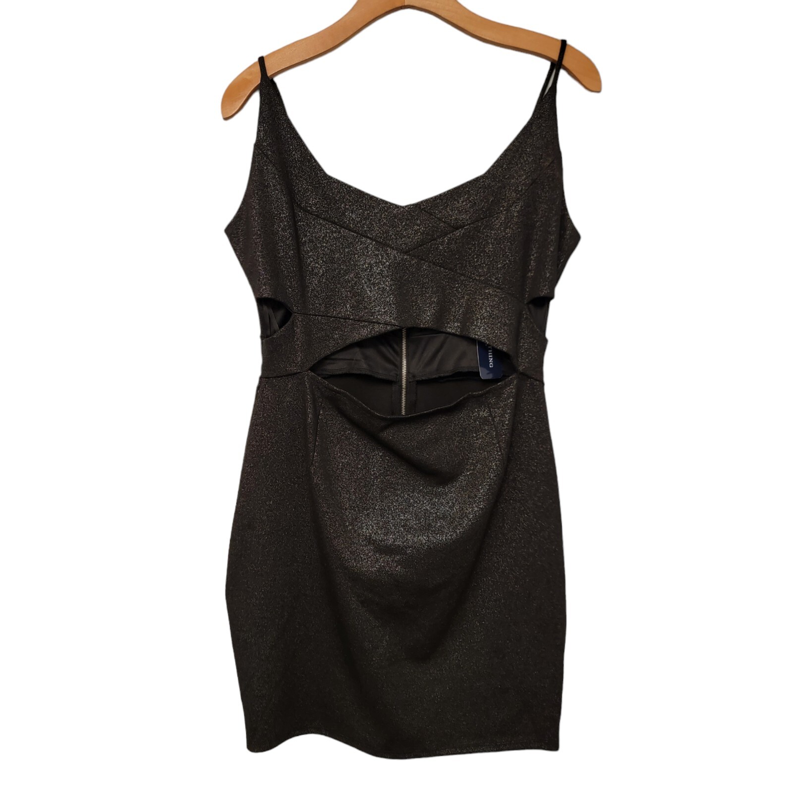 One Love Clothing Los Angeles Mini Dress Black Metallic Open Navel Sexy S/M NWT