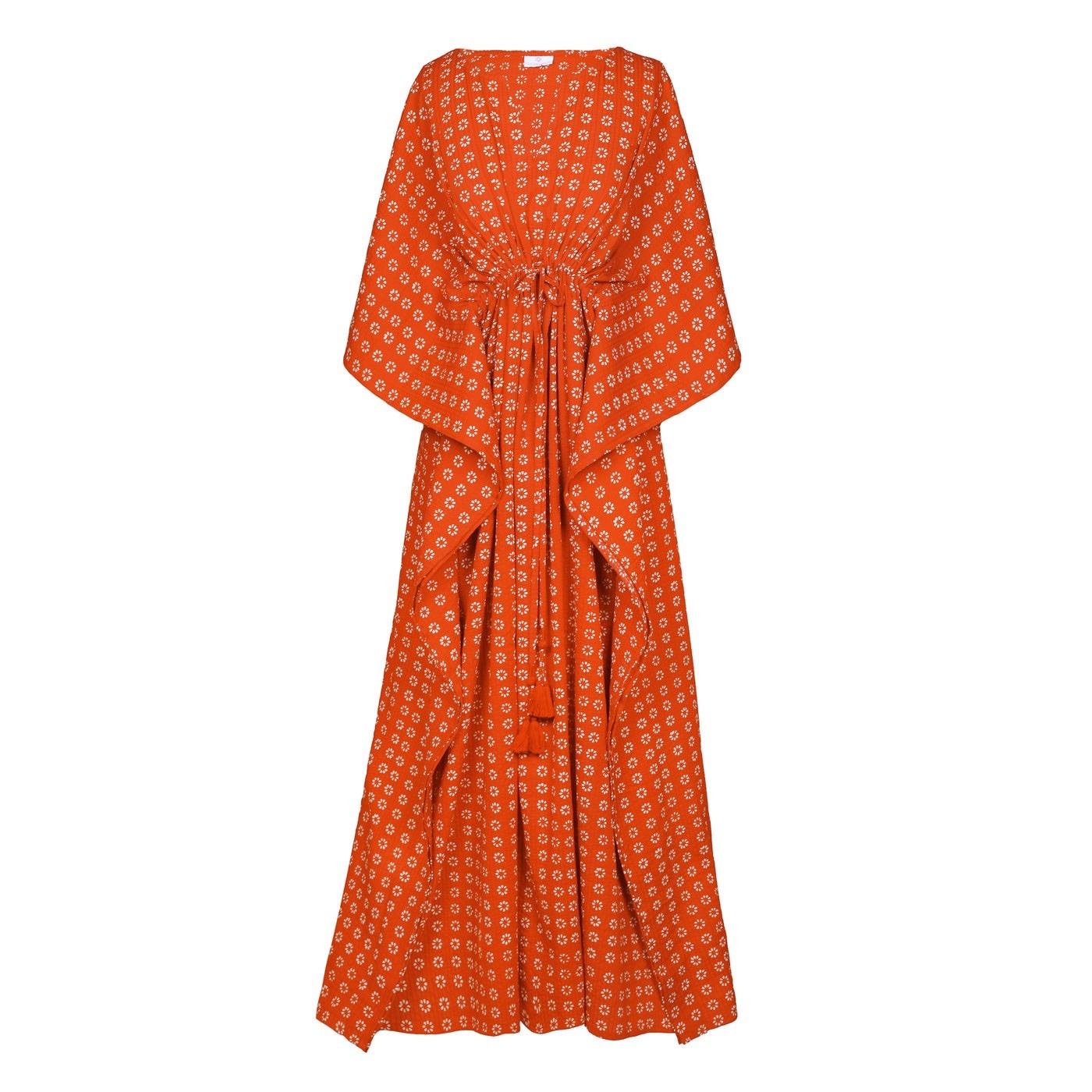Pax Philomena MANISHA MANDARINE MAXI KAFTAN DRESS orange cotton summer resort