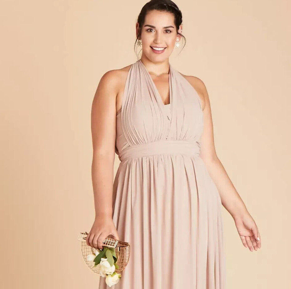 Birdy Grey Size Large Multi Style Strapless Tie Waist Gown Dusty Pink Blush