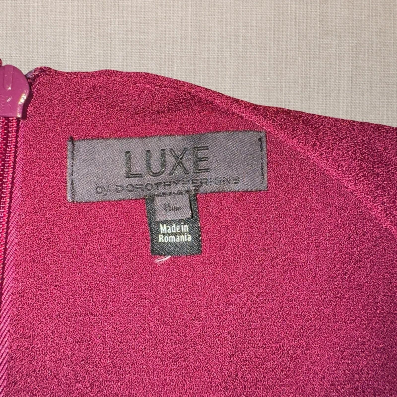 Dorothy Perkins Luxe Burgundy Midi Occasion Dress Size 8 Ruffle Pencil Bodycon