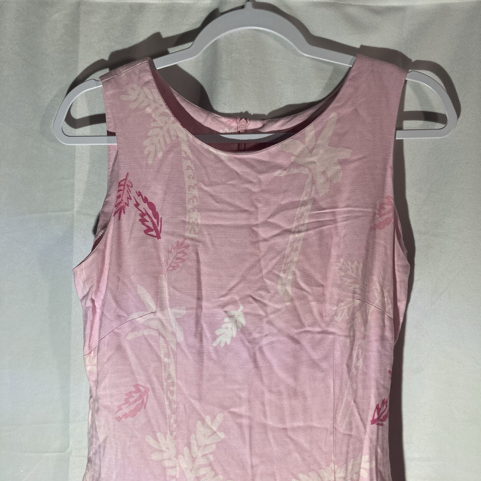 K STUDIO pink multicolor beach scene sleeveless rayon shift dress 8
