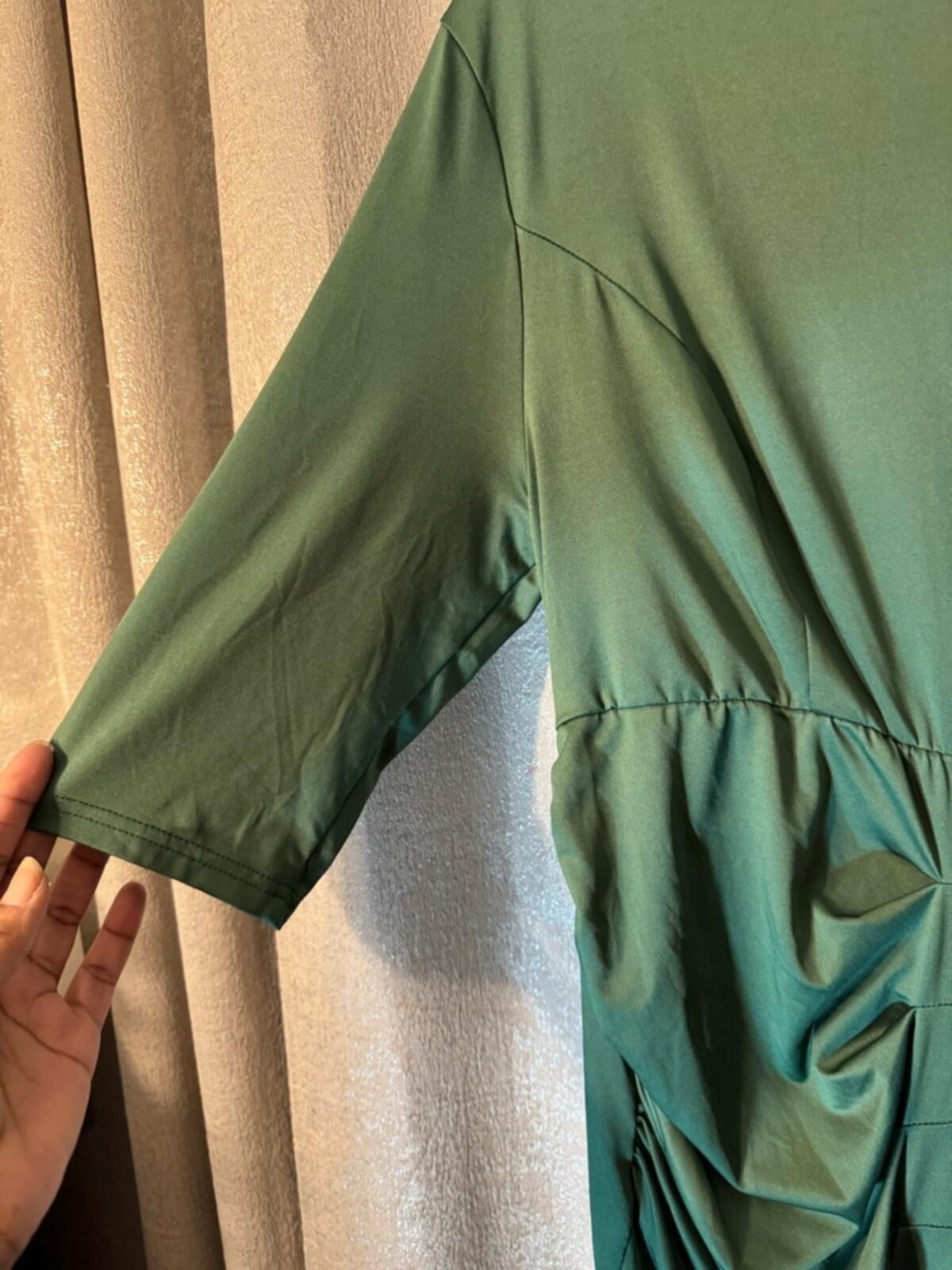 SHEIN Forest Green Ruched Midi Dress