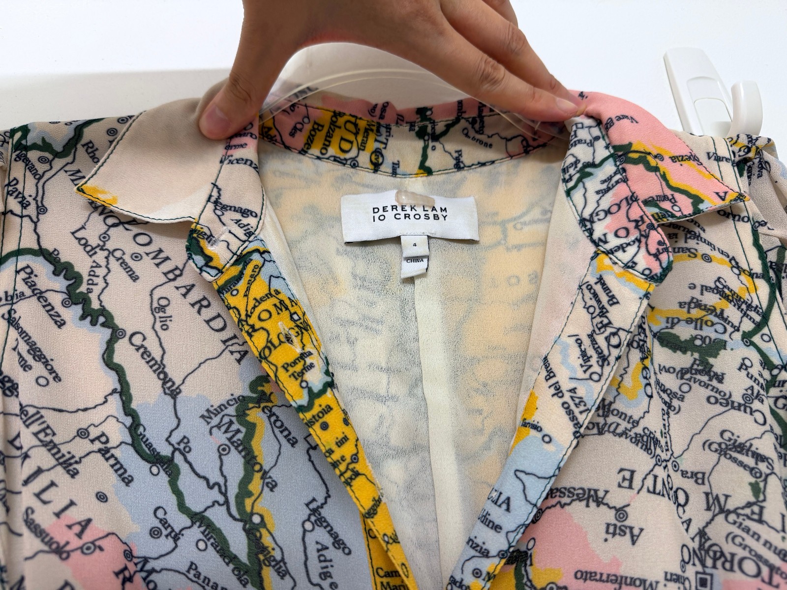 Derek Lam 10 Crosby Map Print Midi Shirt Dress Italy Short Sleeve 4