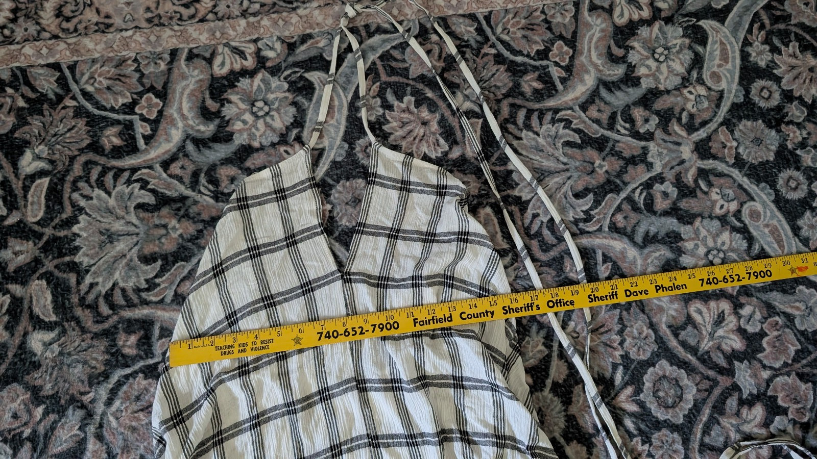 Handkerchief Halter top V-neck linen plaid dress S/M Love Stitch