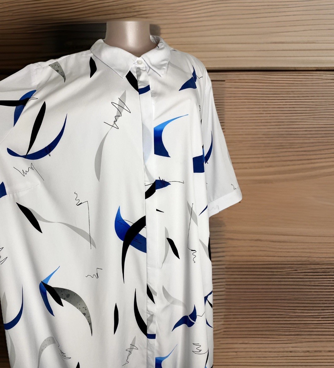 Wearable Art Kaftan Tunic Top Button Up Shirt Dress Summer Womens Plus Size 28W