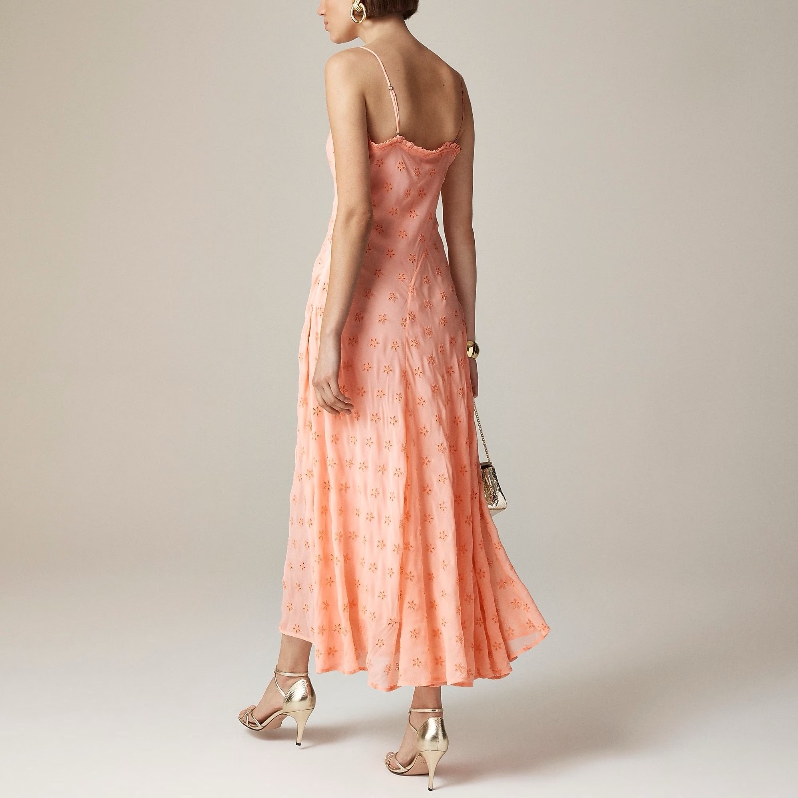 NWT!! J. CREW Collection Eyelet Maxi Slip Dress Blushed Peach Pink Fairy Size 6
