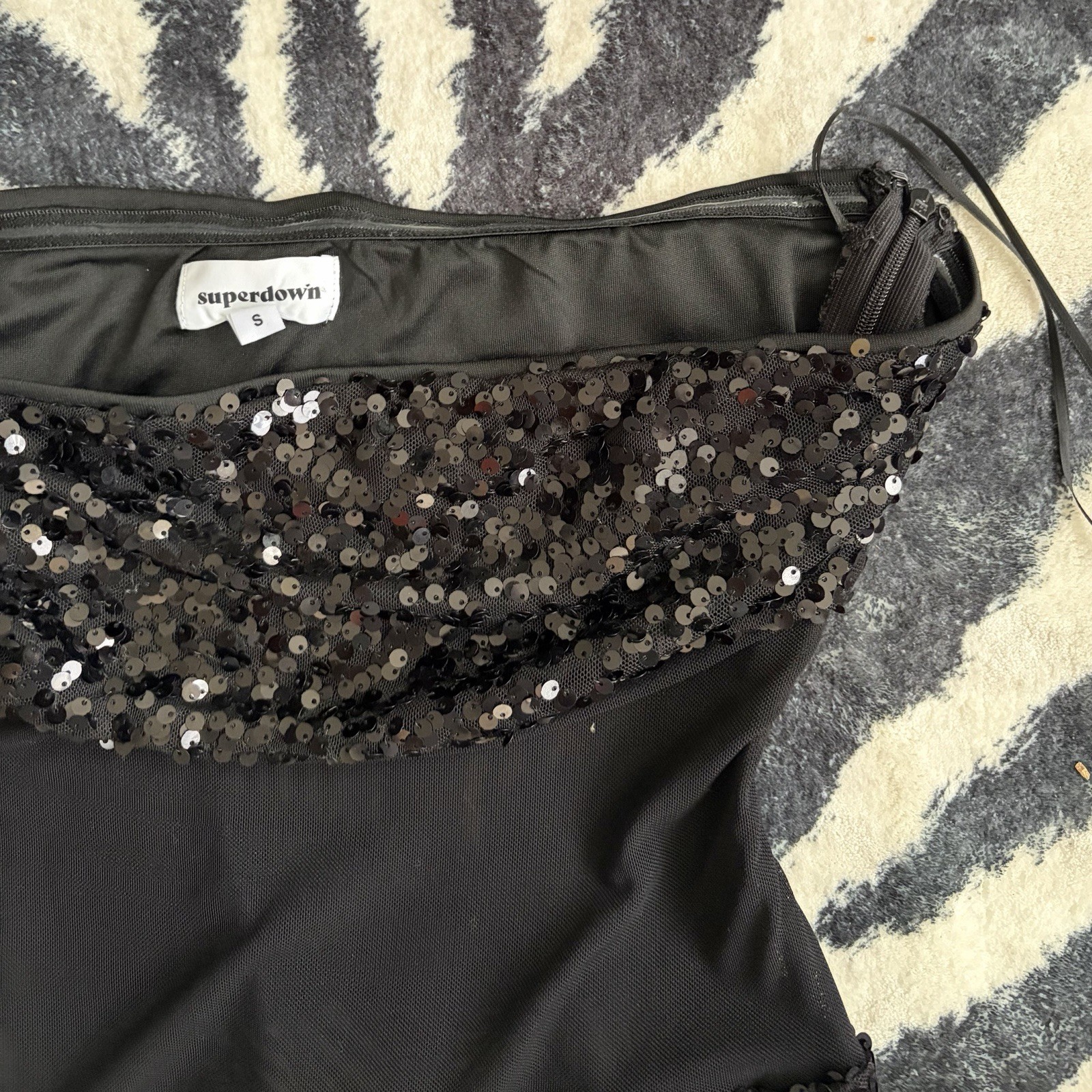 Lbd black strapless sequin mini dress