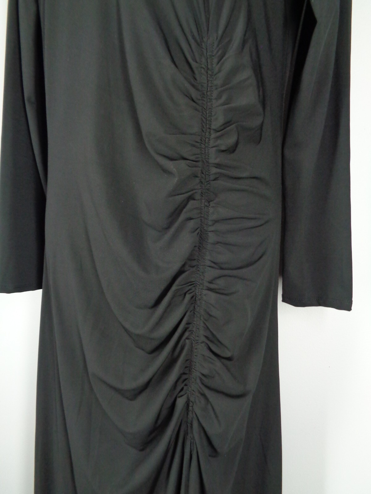 Boston Proper Black Mock Neck Ruched Slits Long Dress Size Medium New