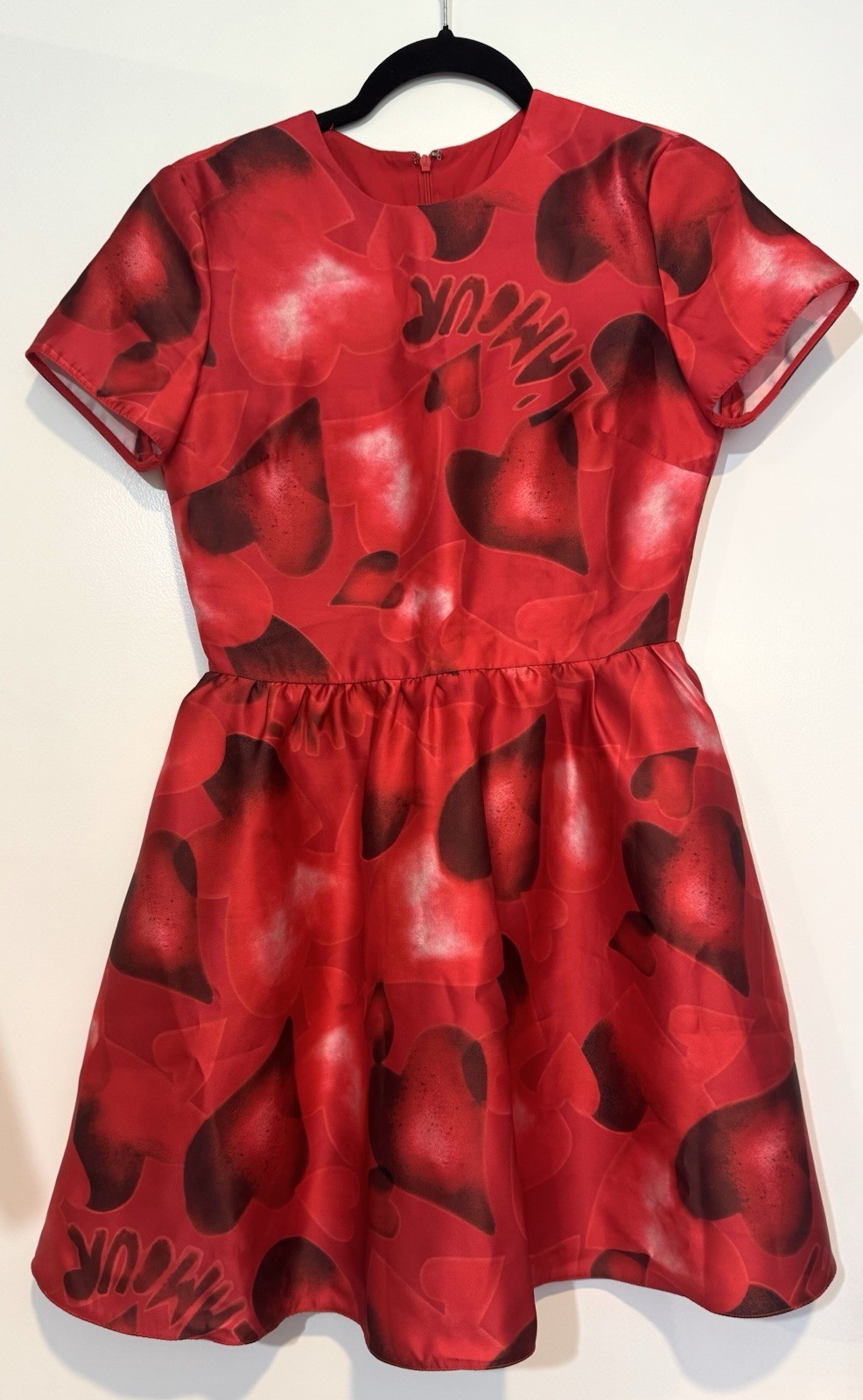 Valentino L’Amour Heart Print Wool-Silk Mini Dress Red IT 36