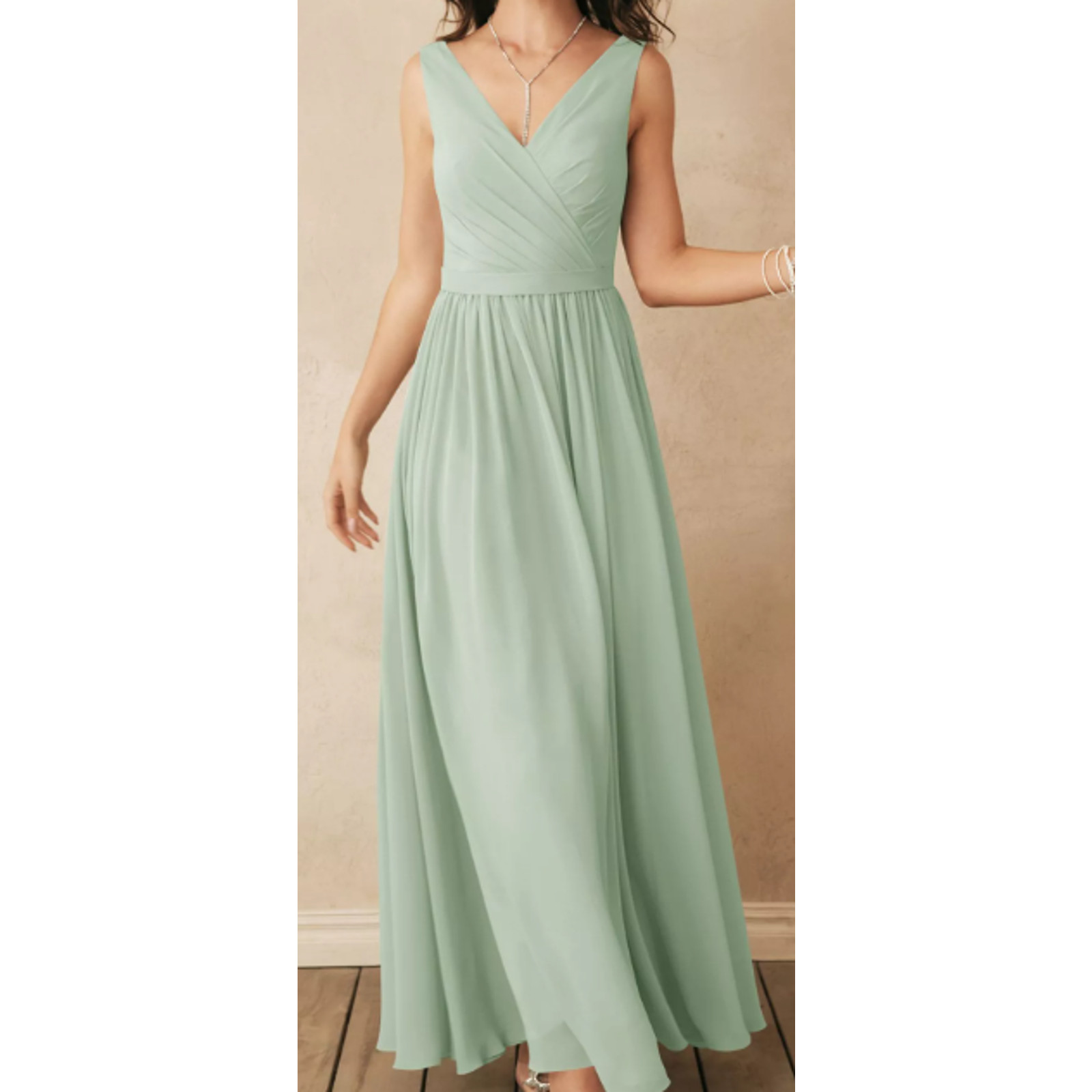 AW BRIDAL SZ 6 S sage green Gwyneth wedding bridesmaid maxi dress new B27