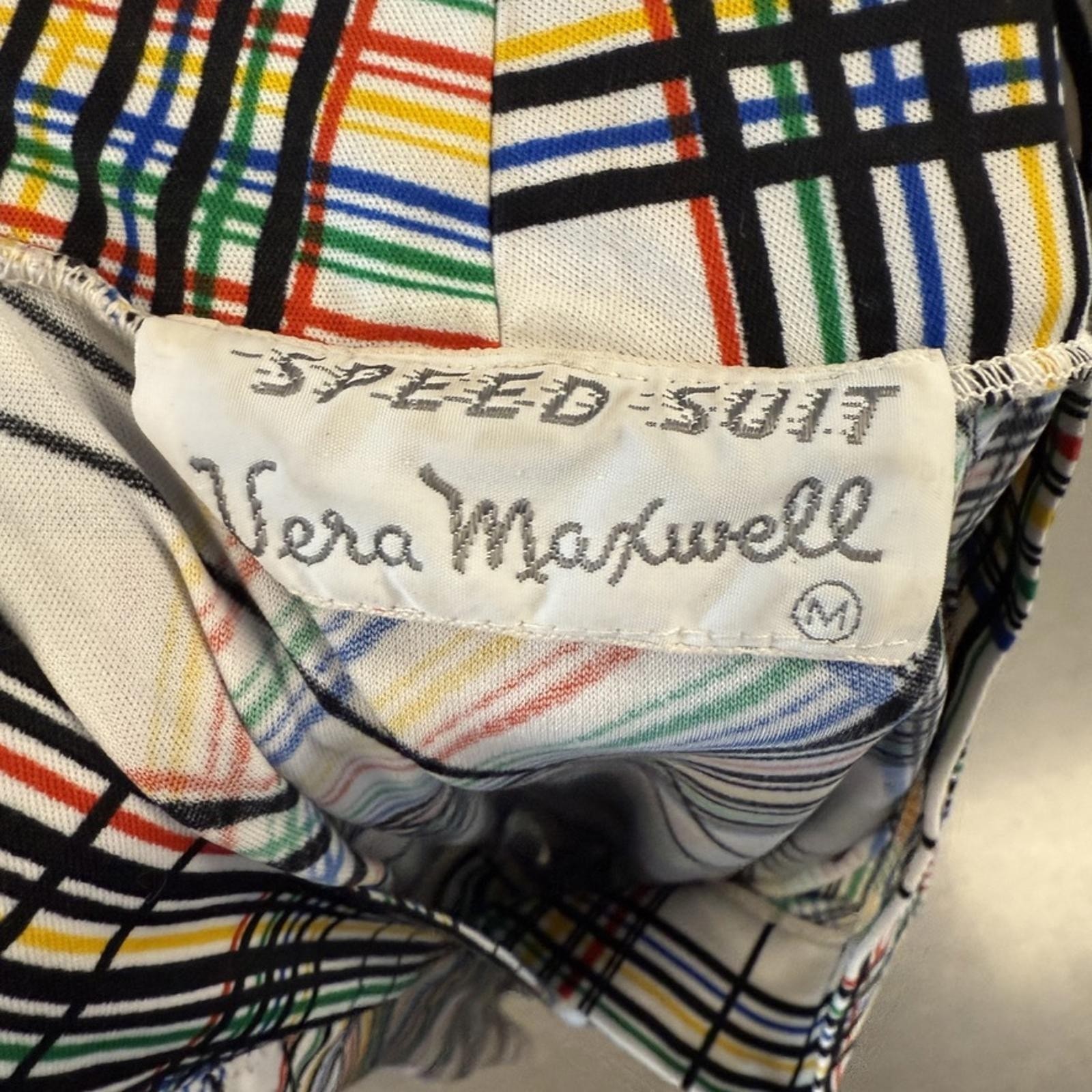 Vintage 1960’s Vera Maxwell Speed Suit White Yellow Green Red Plaid Maxi Dress L