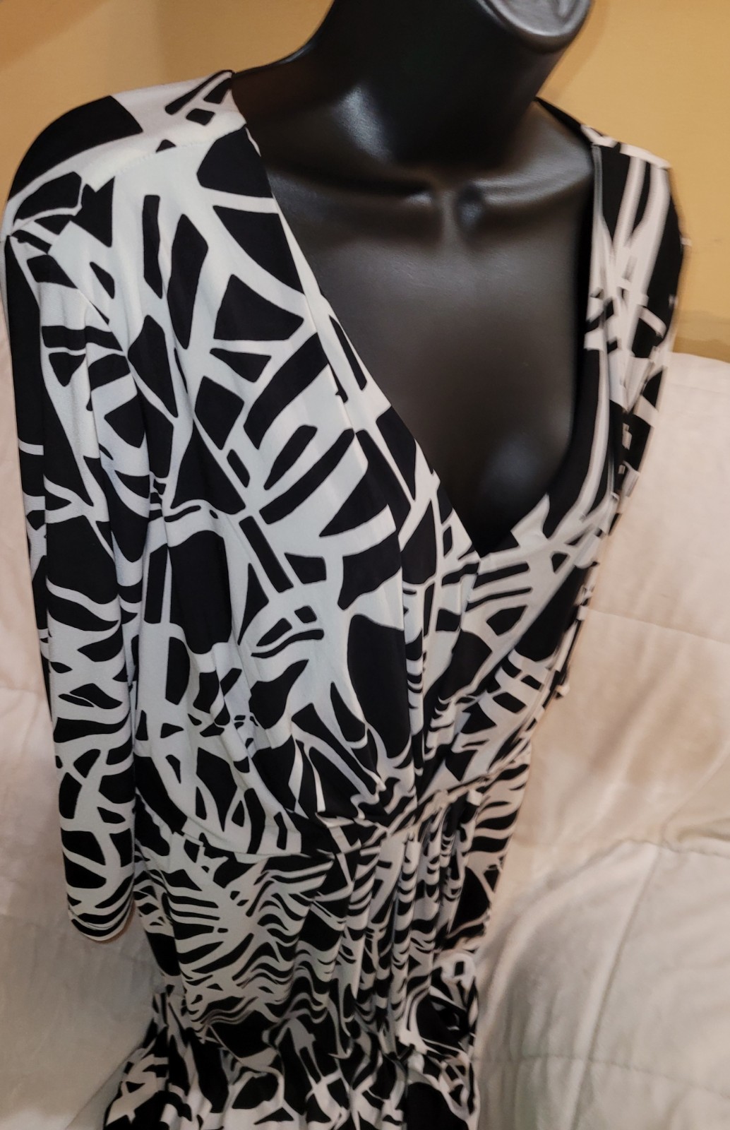 Anne Klien Black And White Print Long Classy Dress Size XL