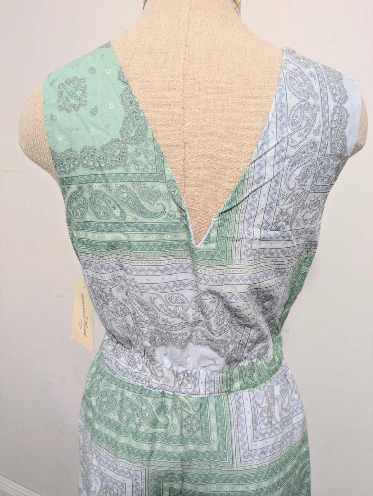 Universal Thread Tie-Front Maxi Dress Green Blue Paisley Sz M Vacation Resort