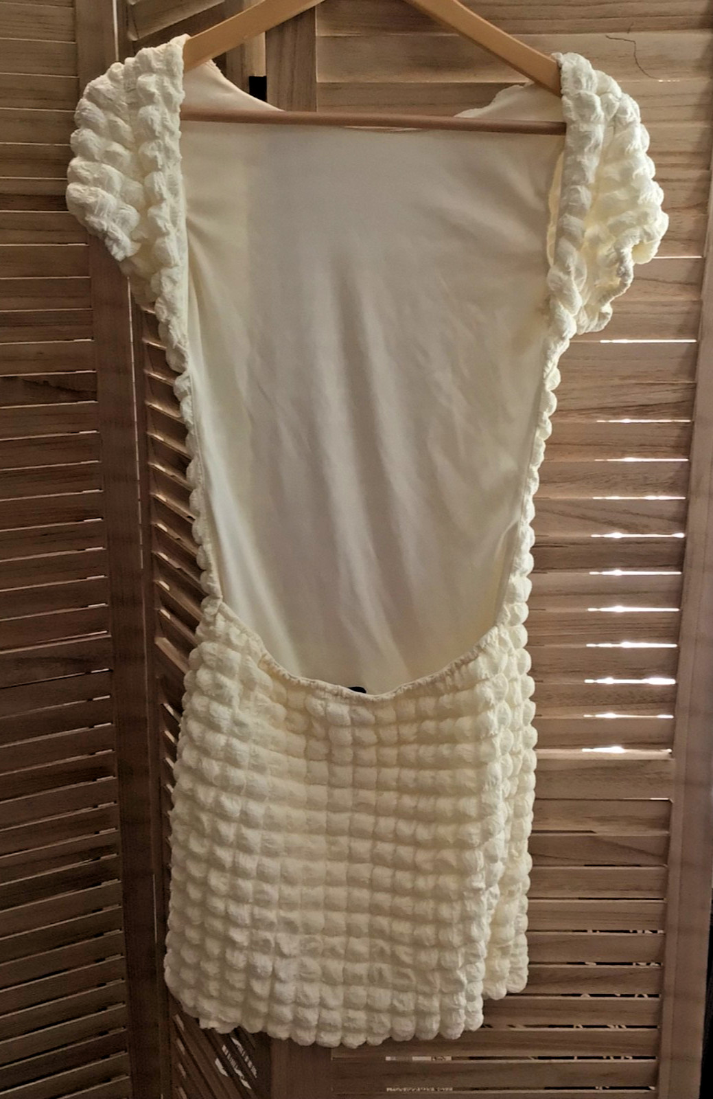 PRINCESS POLLY Tahlee Backless Mini Dress Size 4 Cream Popcorn Night Out Party