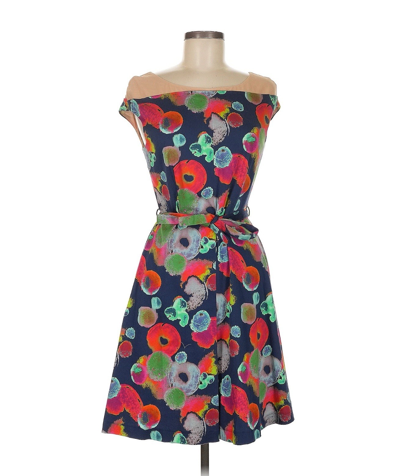 CACHAREL FLORAL DRESS SEE THROUGH TOP SIZE 40 US 6 DESIGNER WOMENS RETAIL $625
