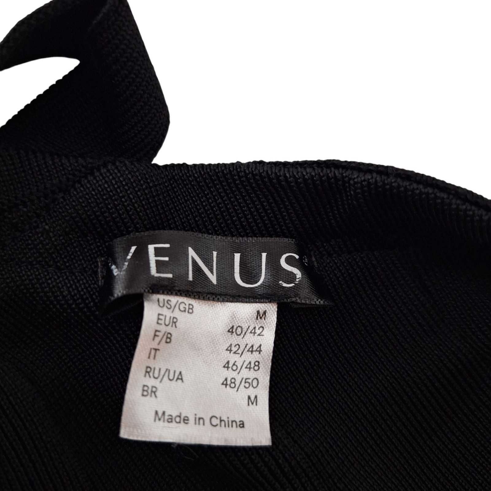 Venus Bodycon Wrap Dress Med Solid Black V-Neck Minimalist Little Black Dress