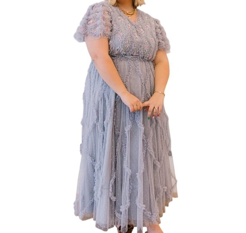 Ivy City Diana Dress Lilac Purple Ruffled Women Size 5X Spring Cocktail Party
