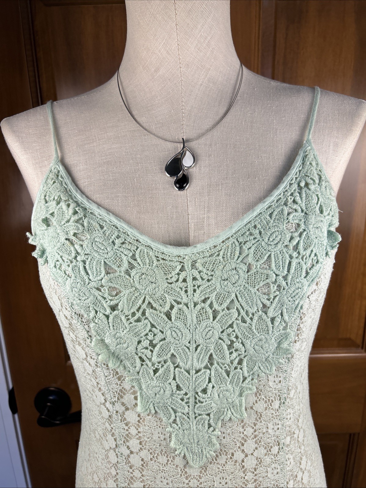 Flying Tomato ANGELIC GARDEN WOVEN MAXI DRESS Sz M Lace, Fairy, Cottage Core