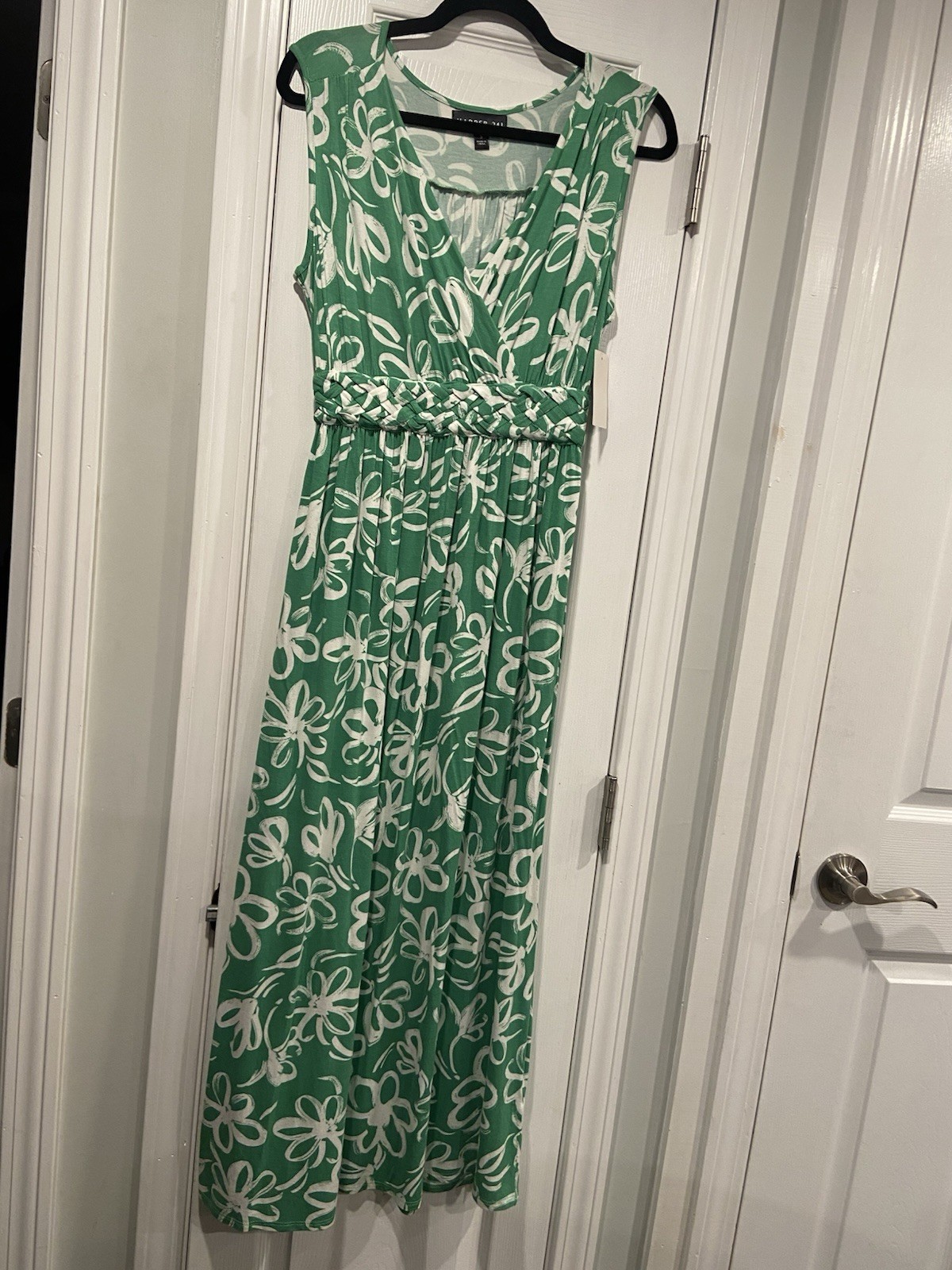 NWT Harper 241 Size S Green Wrap Top Braided Elastic Waist Sleeveless Maxi Dress