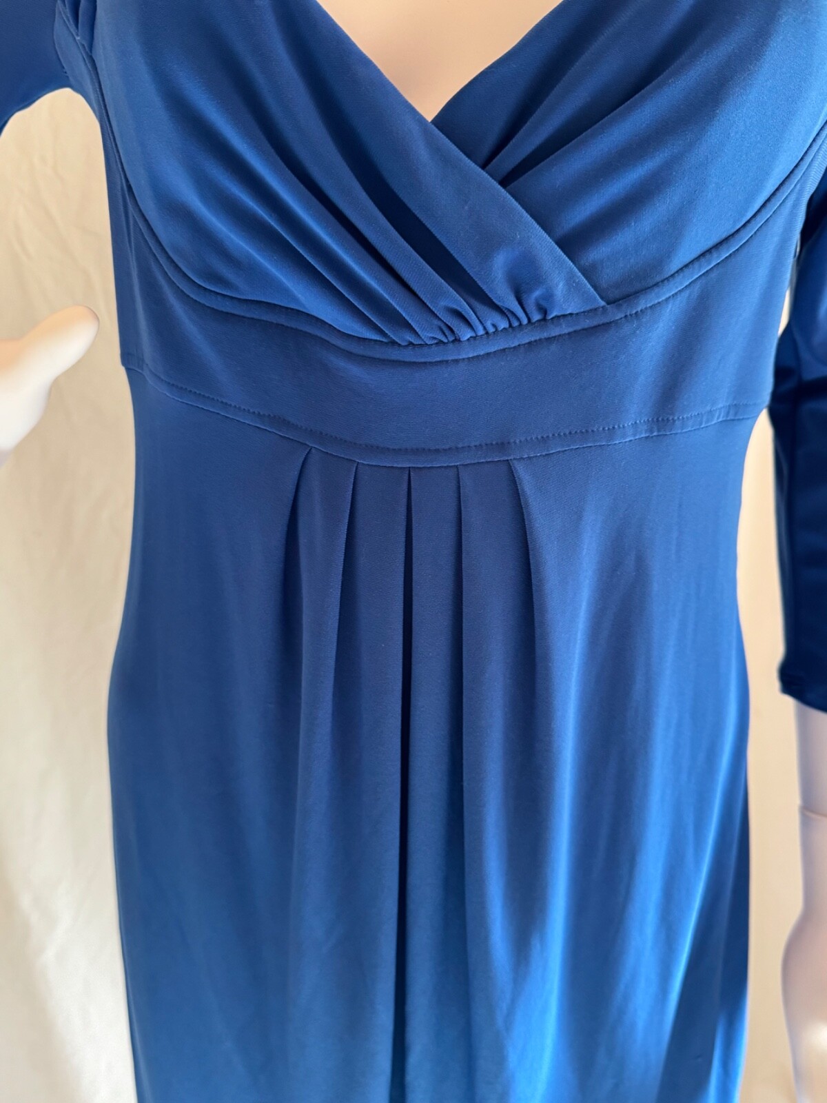 A.B.S. COLLECTION SIZE SMALL Royal Blue Pleated Waist Band V Neck Plunge NWT