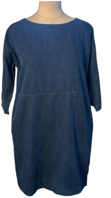Eileen Fisher Chambray Dress Organic Cotton Blend Size Medium