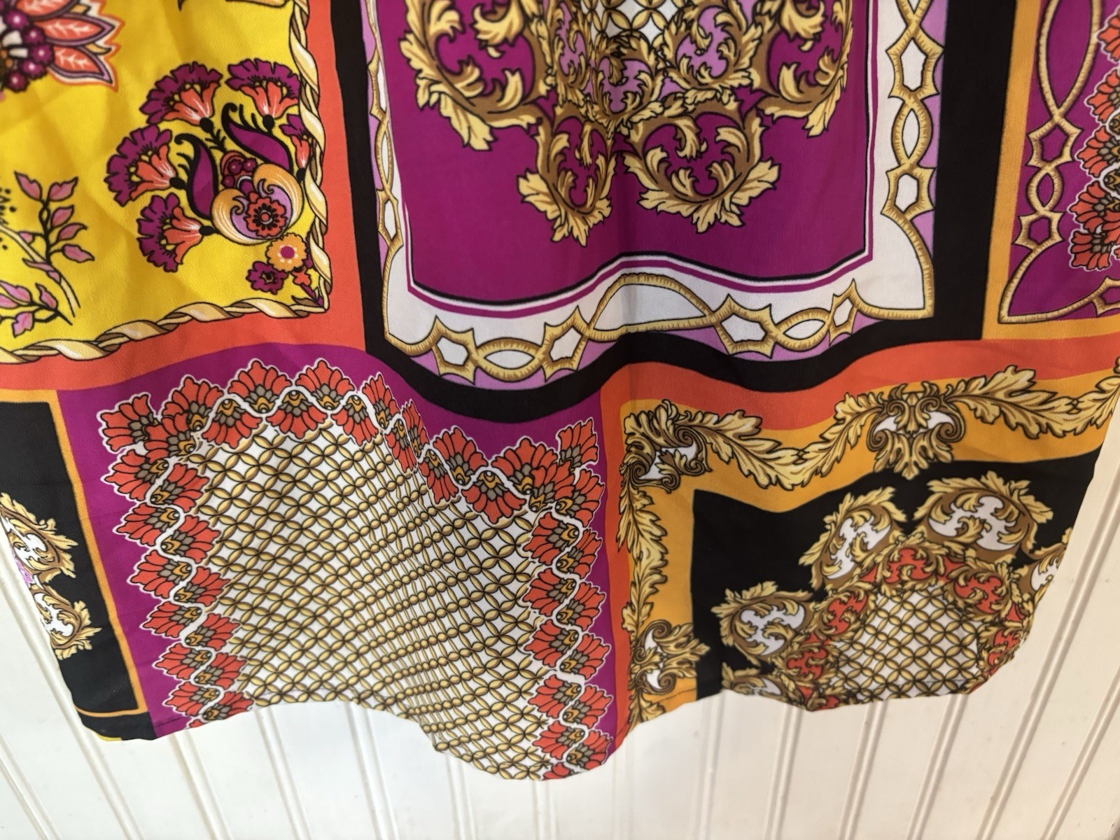 Spense Designer Inspired Print Italian Baroque Dress Magenta Mustard Size 4
