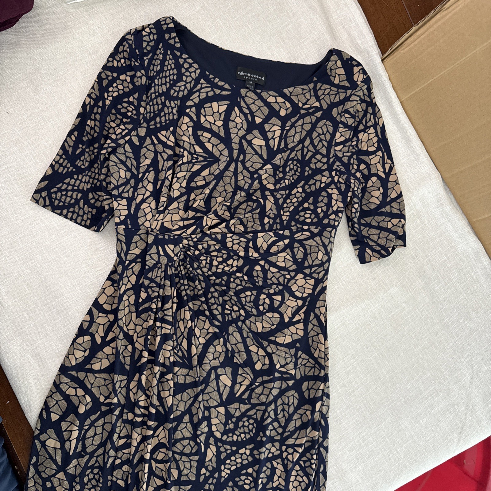 Connected Apparel Women’s Size 10 Knee Length Layered Sheath Dress