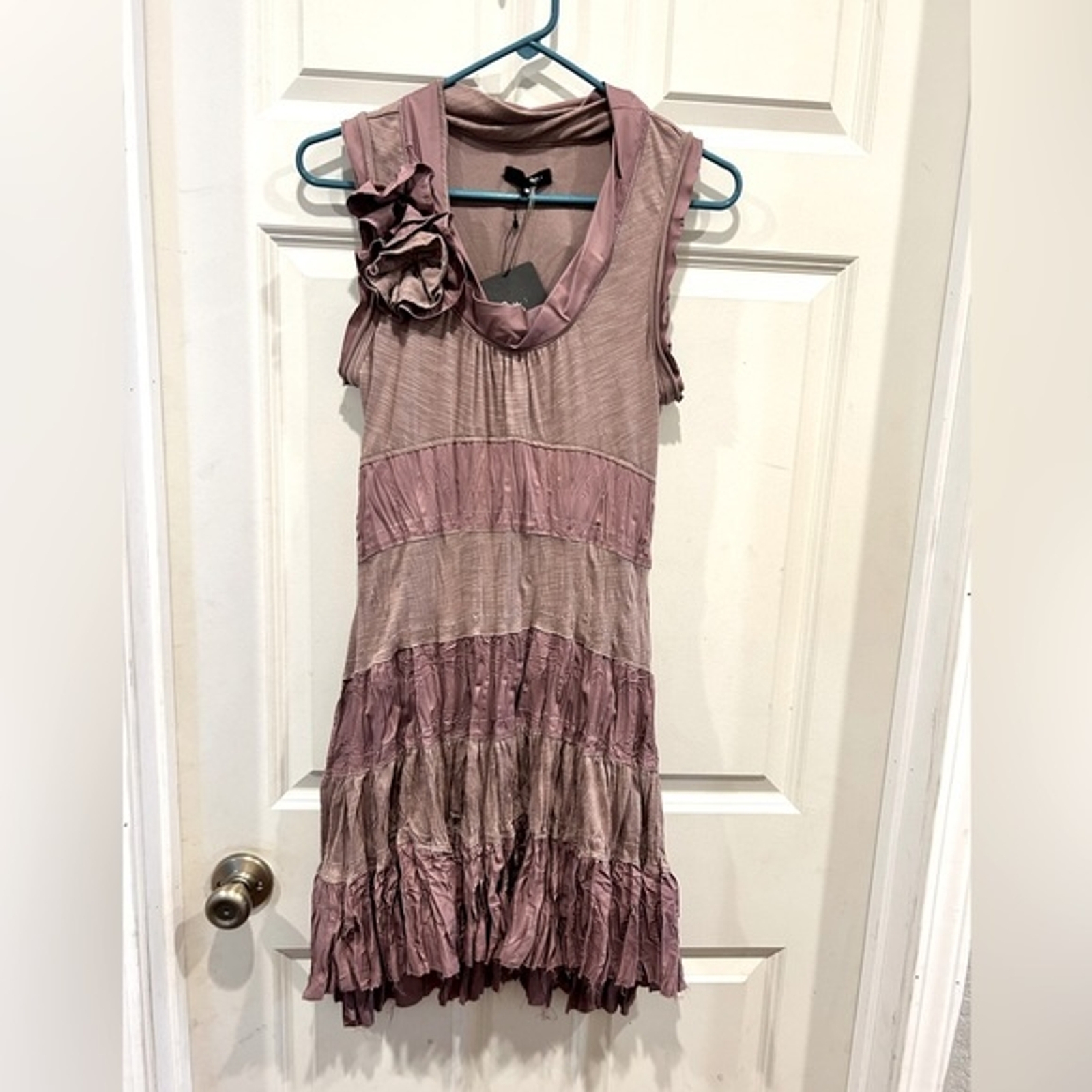 Ryu Anthropologie Lilac Purple Paneled Ruffle Dress size Medium