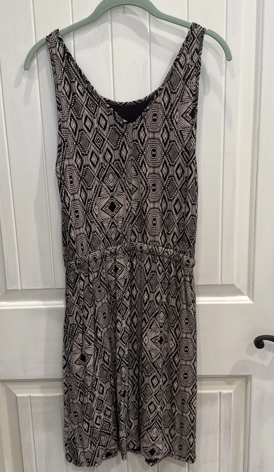 Lucky Brand Size S Black Beige Patterned Sleeveless Viscose Dress