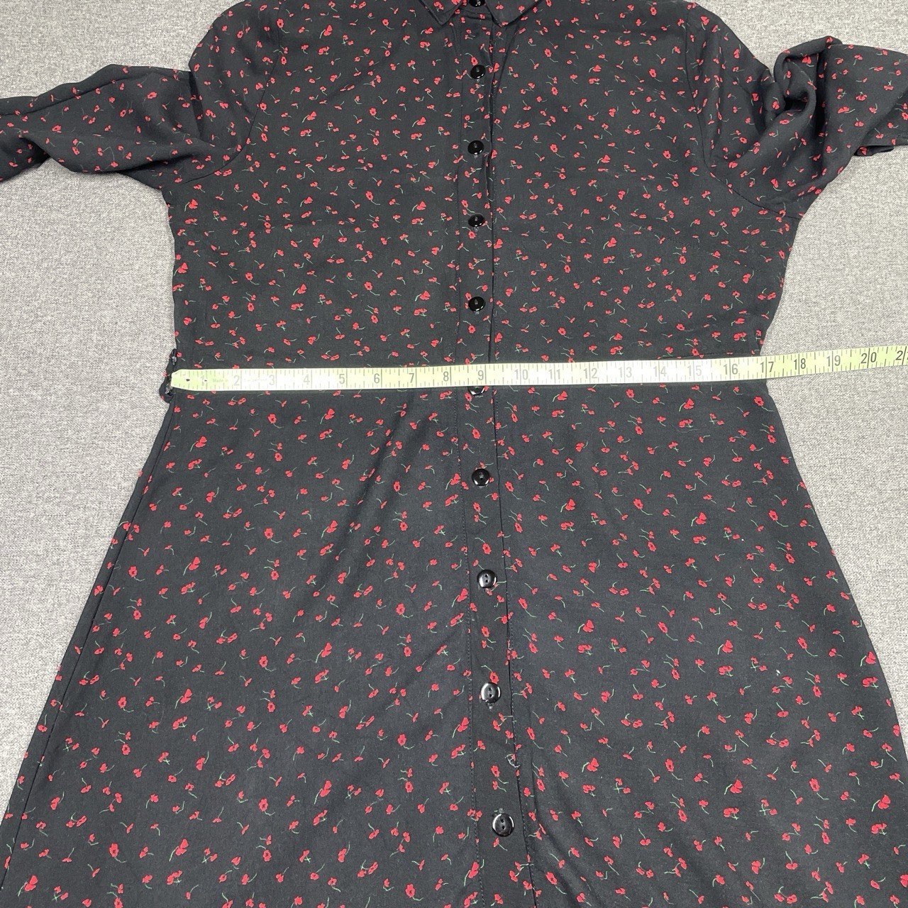 Onfire Midi Dress Half Sleeve Floaty Floral Black Ditsy Tea Dress Women’s Uk10