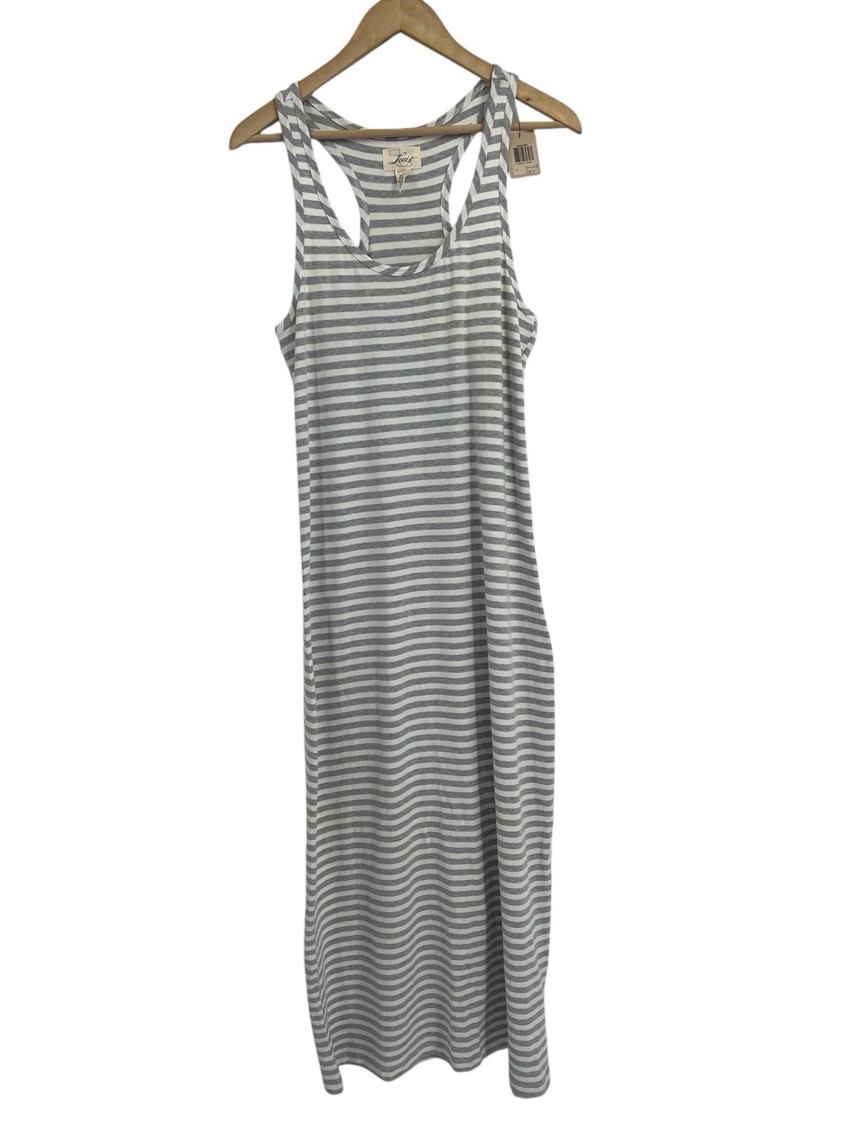 Levi’s Grey Stripe Racerback Maxi Dress Medium NWT