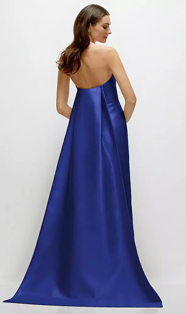 Alfred Sung Cobalt Blue Strapless Satin Twill Column Gown Size 4 $295 D876