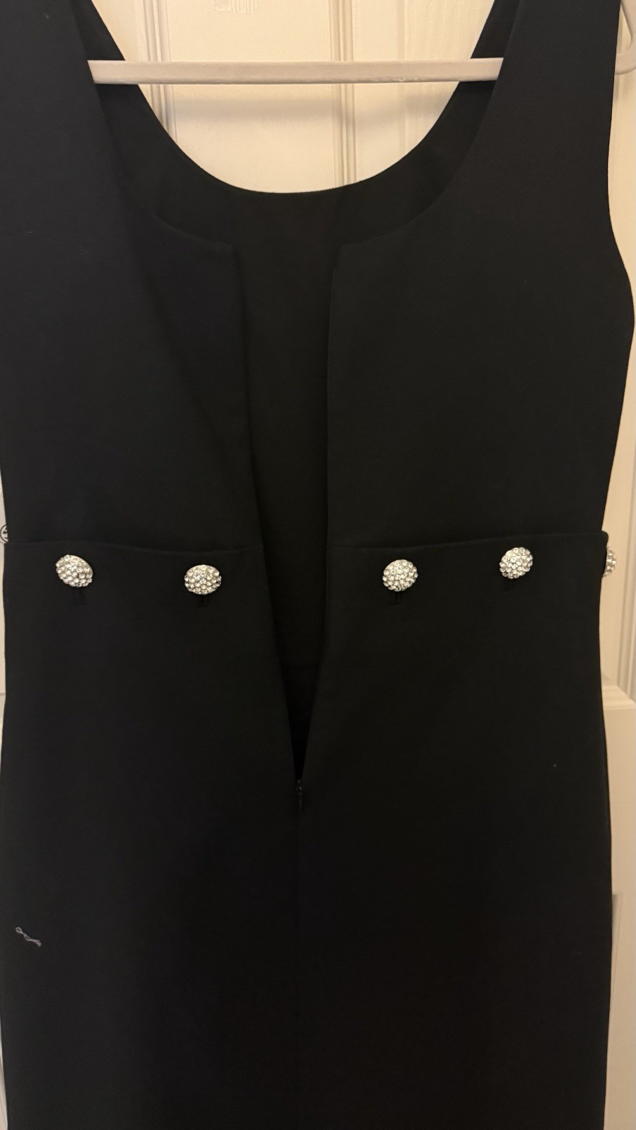 Tory Burch Fremont Black Solid Shift Dress Scoop Neck Sleeveless Knee 8 41107