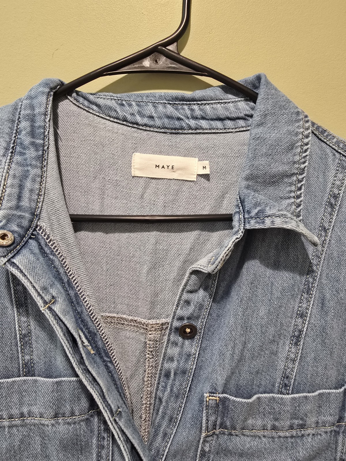 Maye The Label Montana Light Wash Denim Midi Shirt Dress Size Medium