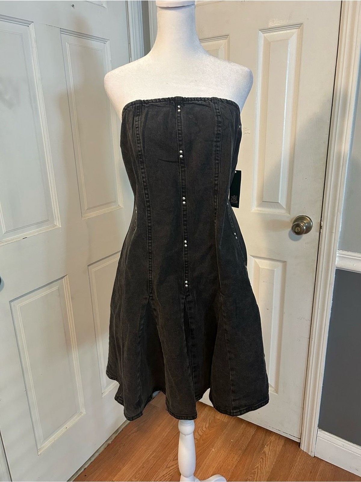 NWT Wild Fable Strapless Black Denim Fit-and-Flare Dress