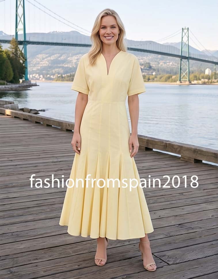 ZARA NEW WOMAN ZW COLLECTION POPLIN DRESS LIGHT YELLOW XS-XL 2221/014/306