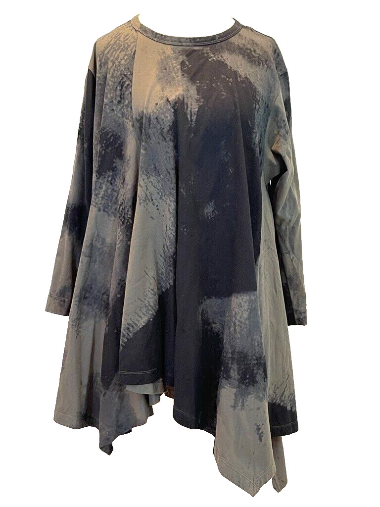 MOYURU TUNIC TOP High Low Hankerchief Hem Brown-Black Cotton M NEW