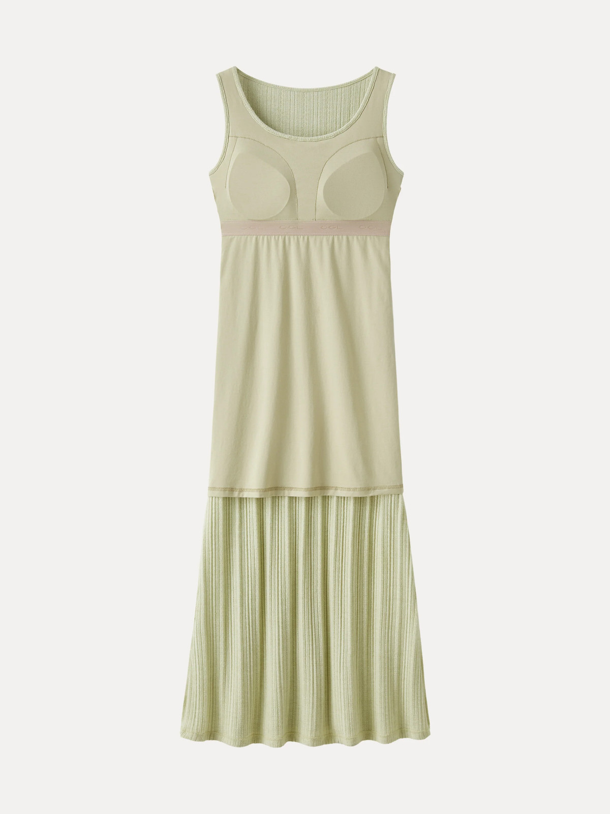 New Arrival OGLMOVE Pointelle U-Neck Maxi Bra Dress Soft Fit