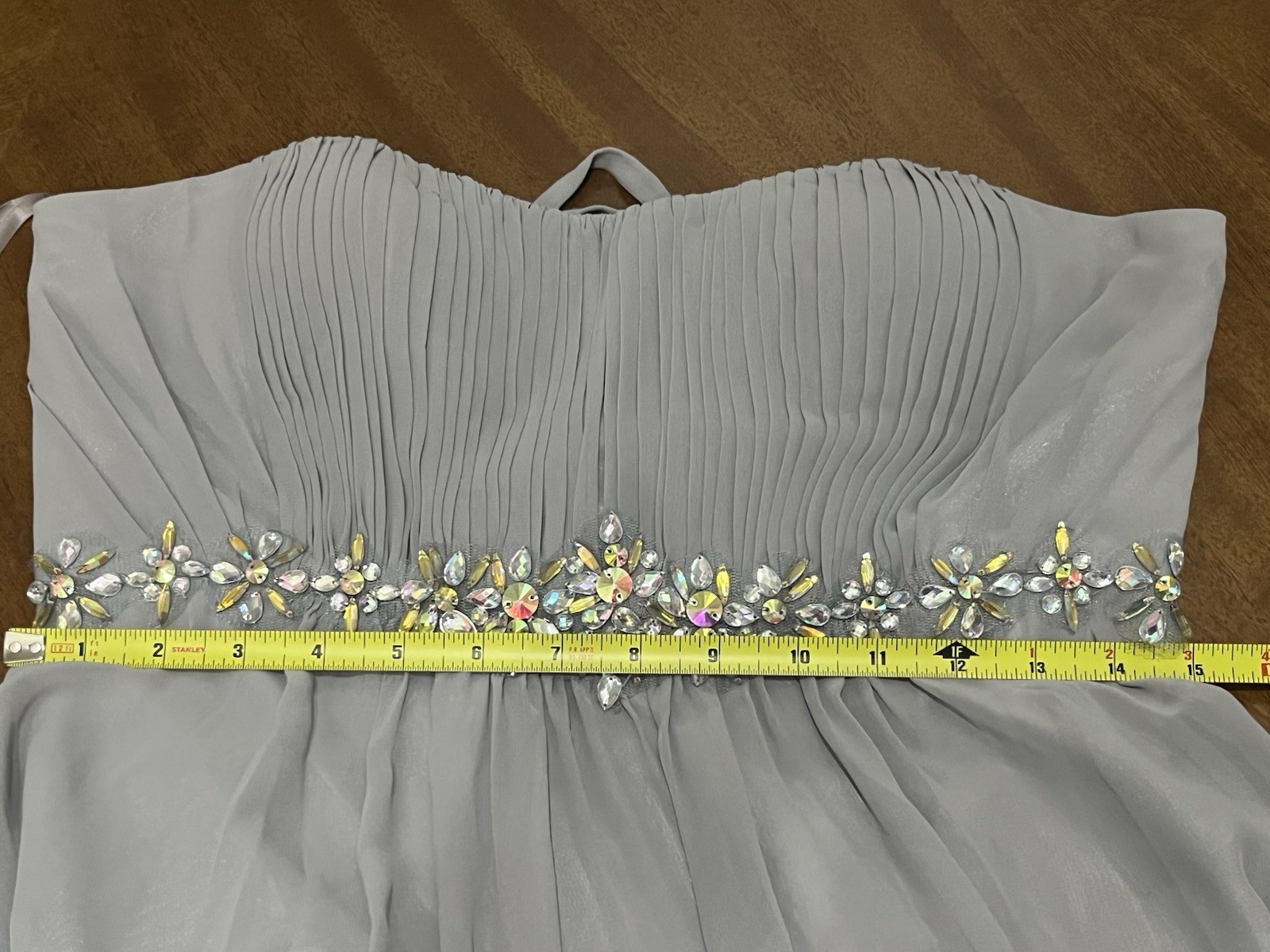 Fiesta Fashion Size L (8-10) Grey Strapless Formal Dress Long Gown Prom NWT