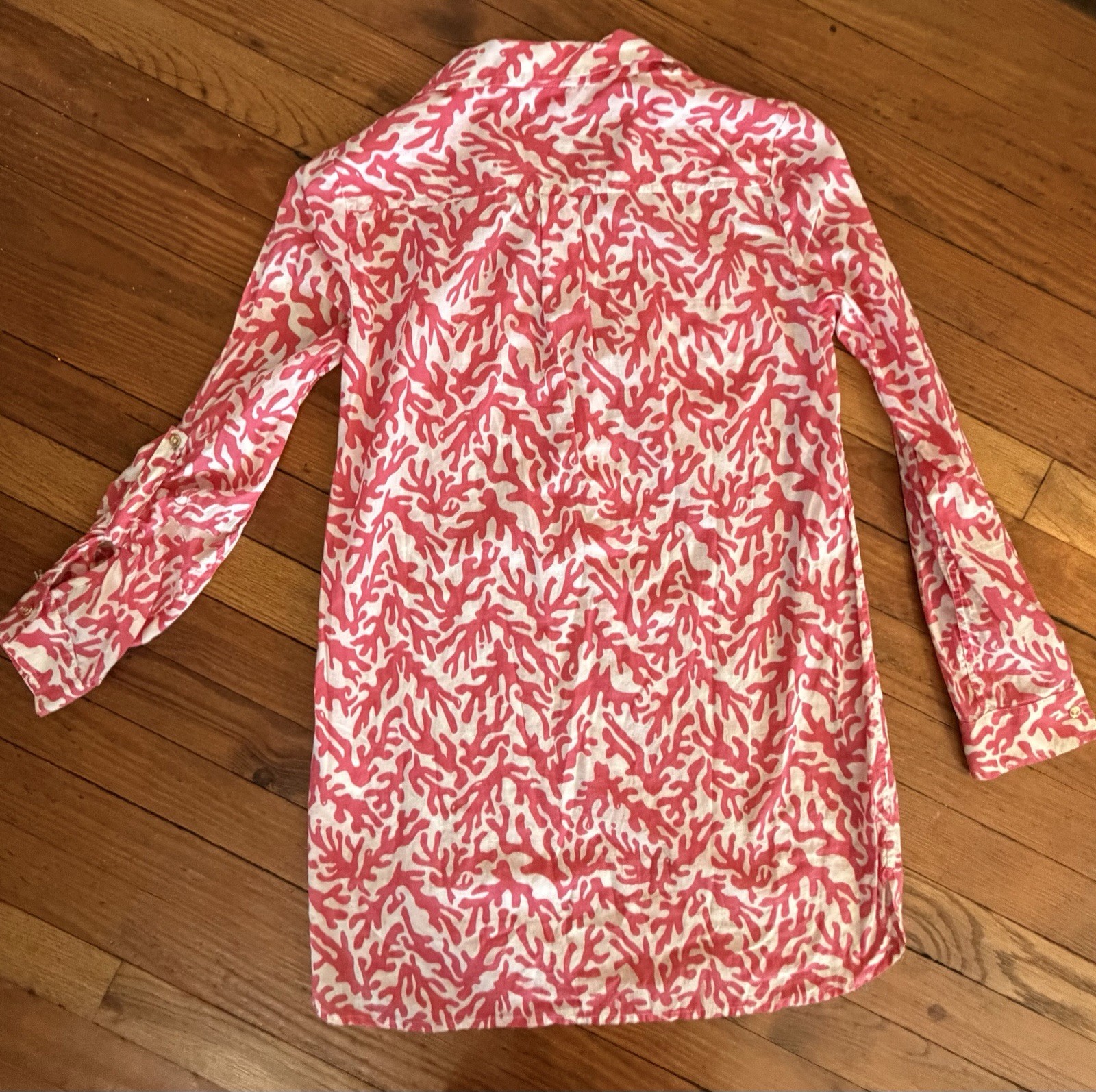 Lilly Pulitzer Women’s Coral & White Long Sleeve Print Dress – NWOT- XS Small