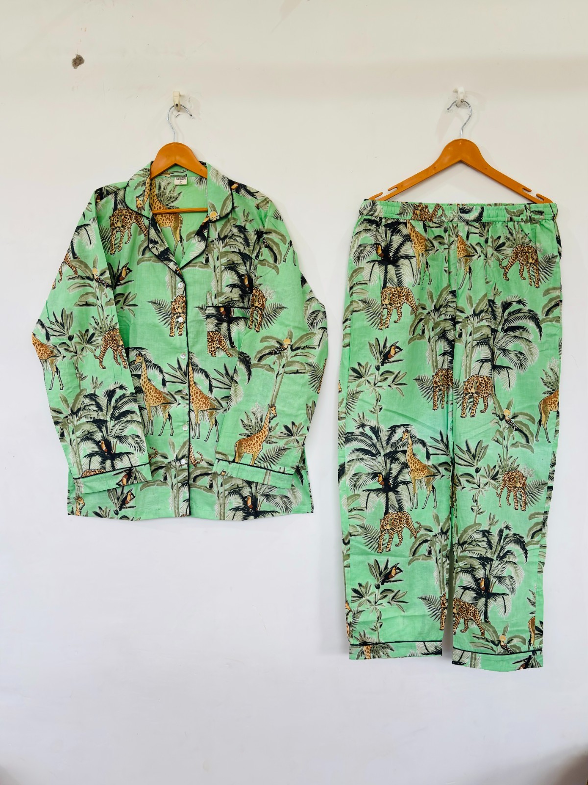 GiraffePrint Cotton Pajama Set:Summer Loungewear night wear for woman’s giftitem
