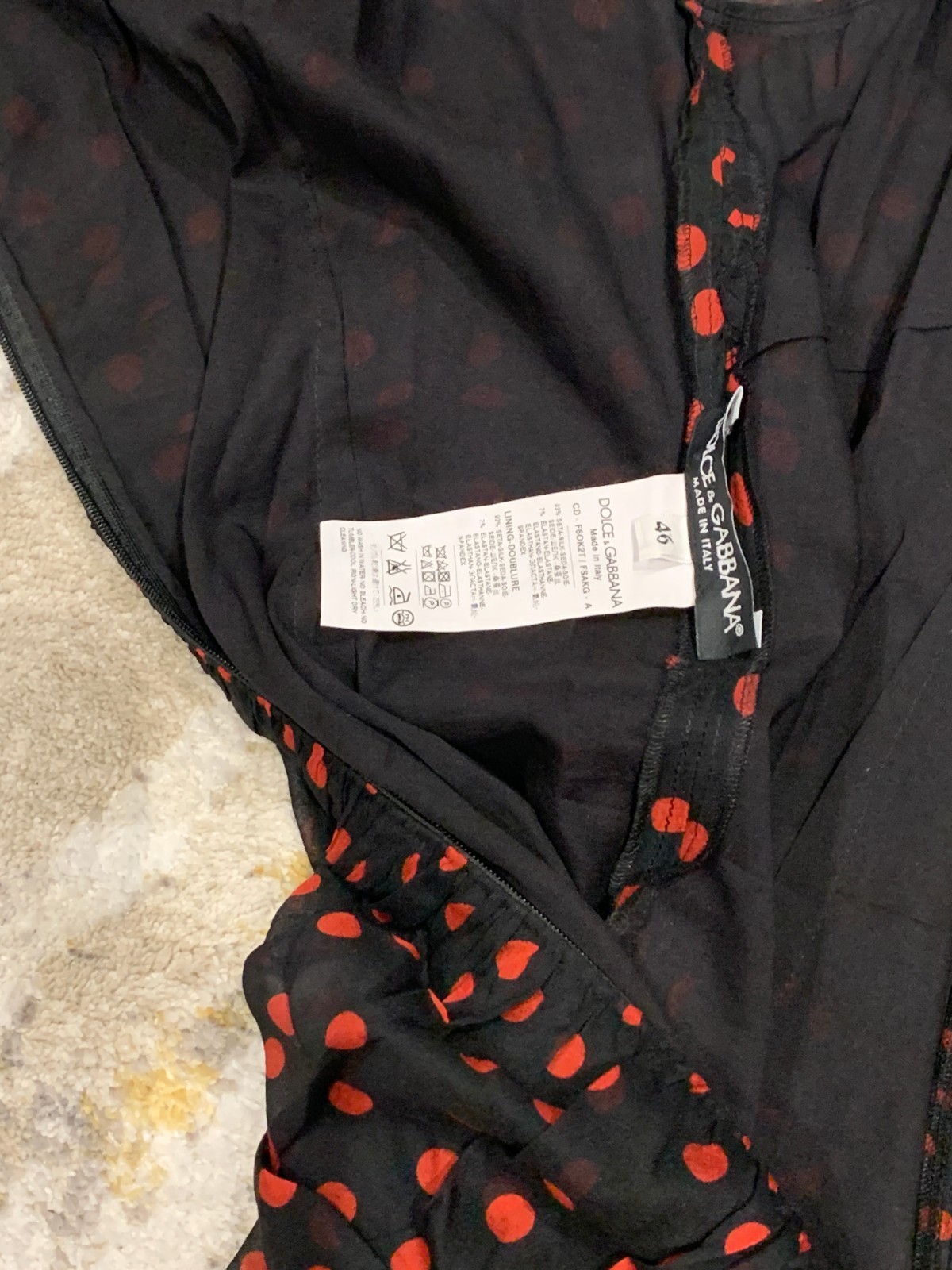 Dolce and Gabbana D&G black polka dot silk chiffon dress IT46 UK12 US8 EU38