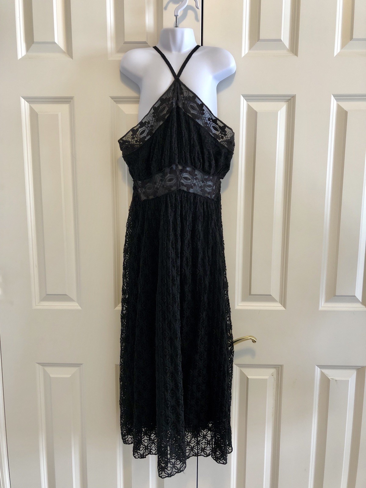 Free People Dress Women XS Black Babydoll High Neck Lingerie Sexy Flirty Boho