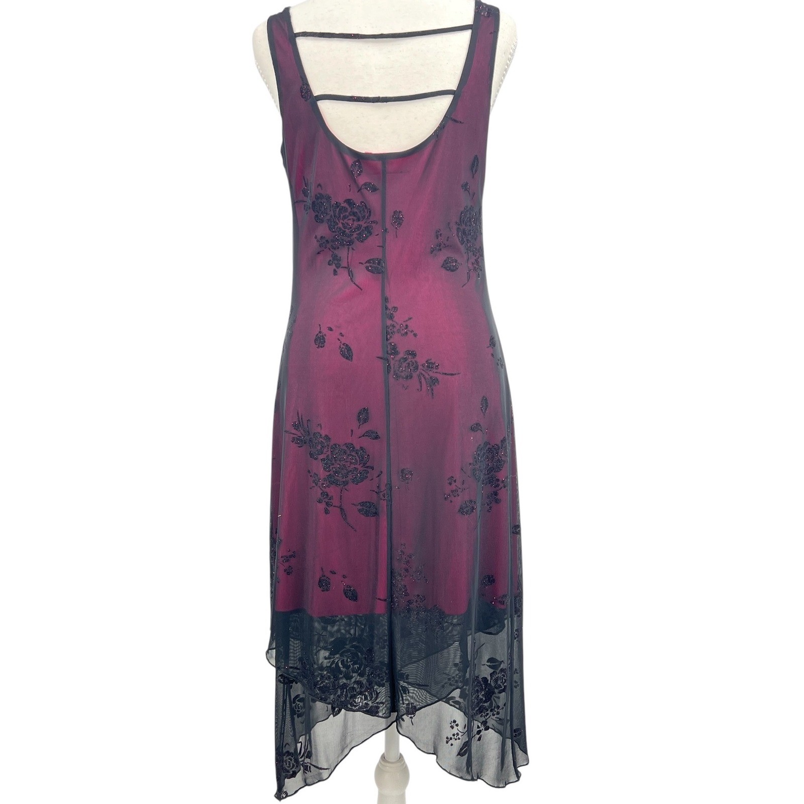 Byer Too Y2K Black Lace Pink Slip Dress Whimsigoth Dark Coquette Fairy Goth