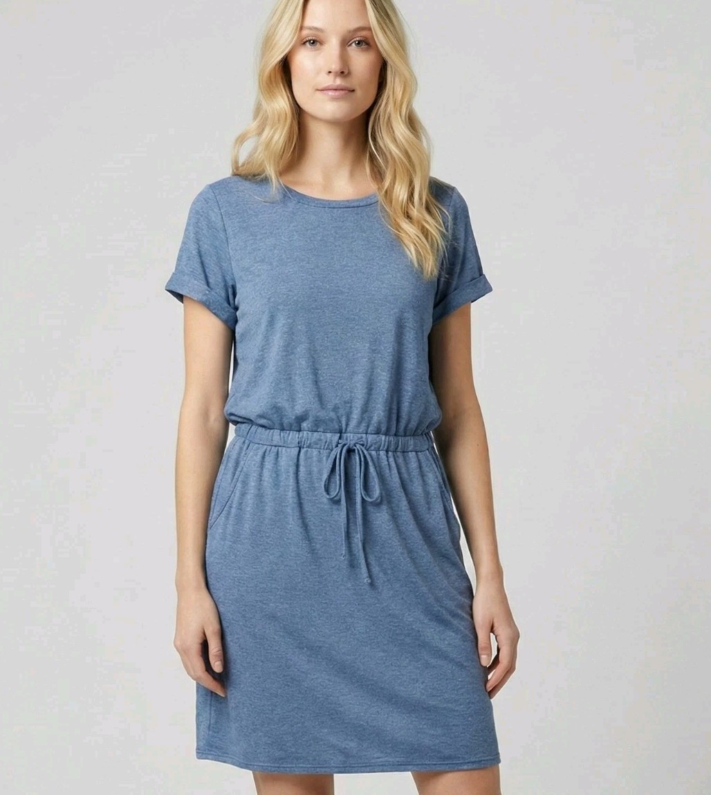 Soft Lux Dress T-Shirt Short Sleeve Pockets Blue Spring Easter Cool Casual XL