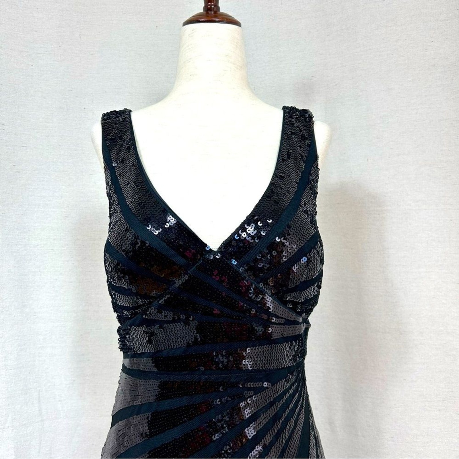 Black JS Collections Sequin Strip Mesh Dress
