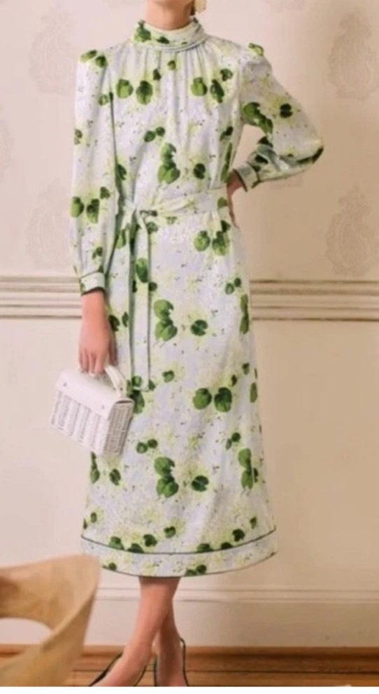 Tuckernuck Medium Hydrangea Blooms Faven Dress Floral Long Sleeve Midi