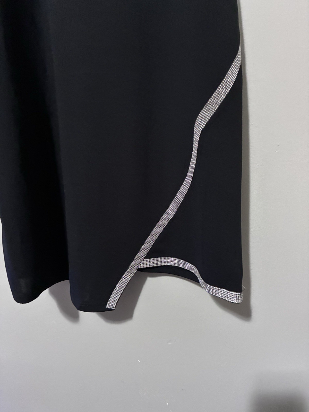 Black Silver Trim Square Neck Spaghetti Strap Sheath Dress Knee Length Size 3XL