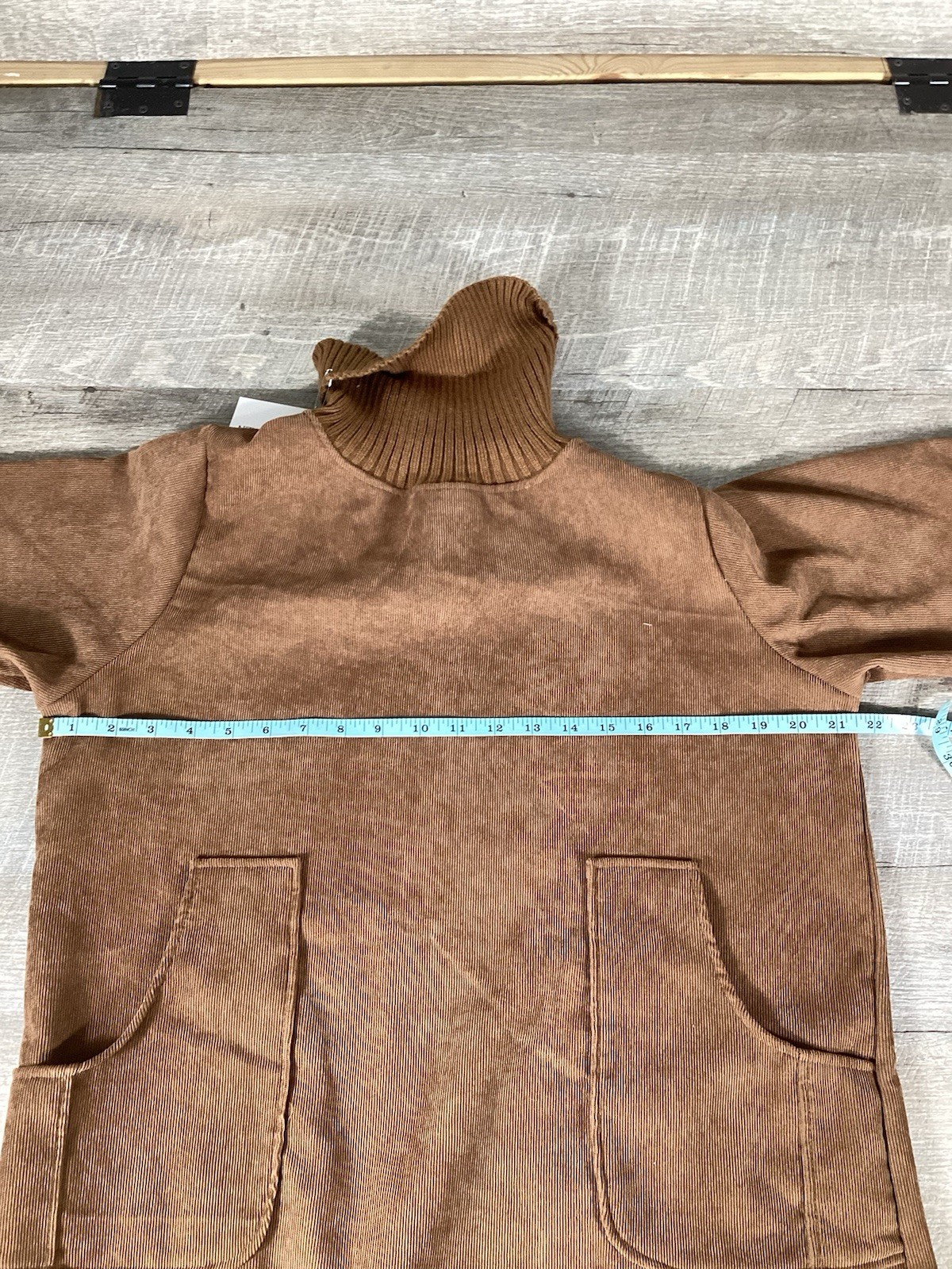 Avery & Maren Womens Turtleneck Corduroy Sweater Dress Brown Size L Winter New