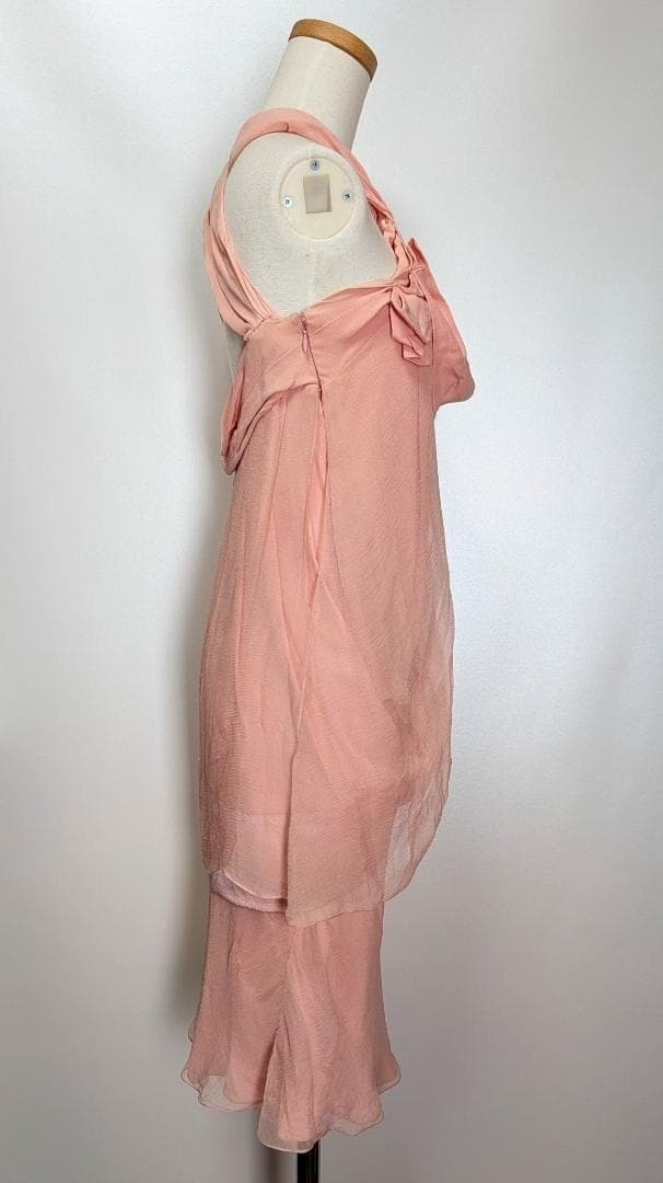 Christian Dior 2007SS John Galliano Runway Collection Pink Silk Draped Dress 36